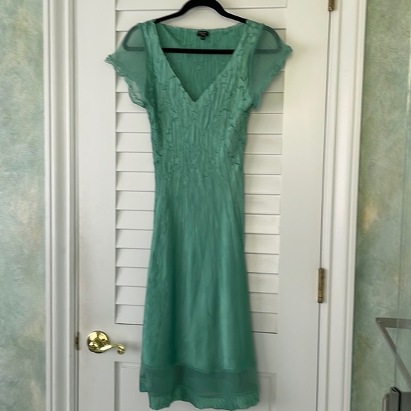 KOMAROV SEAFOAM GREEN V-NECK sizeM STUNNING DRESS! - Picture 1 of 7